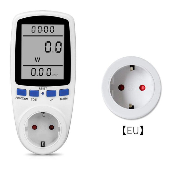 220V AC EU Digital LCD Power Meter, Socket Wattage Kwh Energy Wattmeter, FR US UK AU BR Measuring Outlet, Power Analyzer