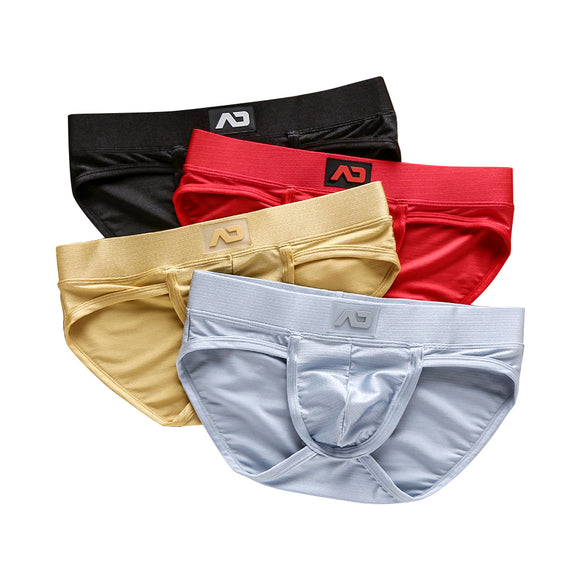 Men's Brushed Low Waist Sexy Solid Color Bikini, European and American Briefs, Nylon Material Underwear