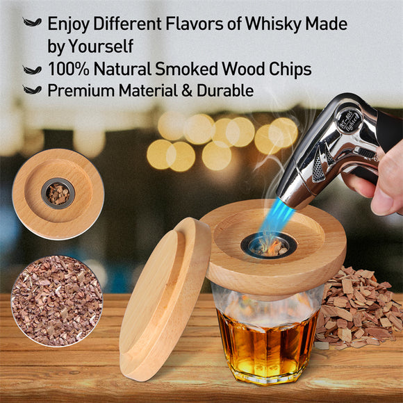 Smoker Kit with Torch, 6 Flavors Wood Chips Whiskey Smoker Kit, Birthday Bourbon Gifts for Men, Dad, Husband without Butane