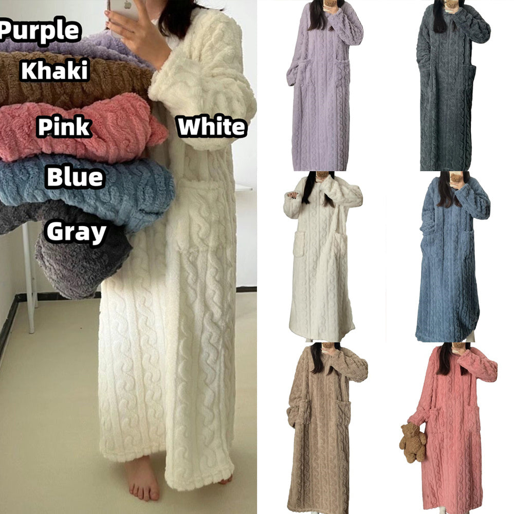 Winter Coral Fleece Sleepwear, Women's Nightgown Long Night Dress Paja
