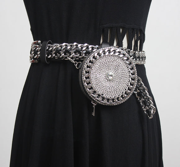 Diagonal Bag Single Shoulder Rhinestone Belt Decoration