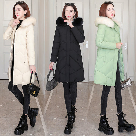 Self-version Big Fur Collar Padded Warm Cotton Winter Coat, Quilted Jacket