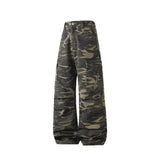 Men’s Camo Workwear Pants – Straight Wide Leg Casual Utility Trousers