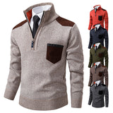 Men’s Half-zipper Stand Collar Sweater – Thick Knit Pullover for Cold Weather