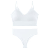 Women's Underwear Small Chest Push-up Thin Wireless Large Size Sports Sling Vest French Triangle Cup Bra Thong Set