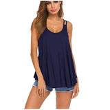 Casual U-neck Elegant Double Sling, Hollow Outfit Top T-shirt