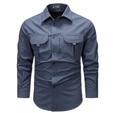 Retro Workwear Shirt, Men's Long-sleeved Spring Fashion Brand, Casual Overshirt