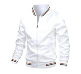 Men's Striped Zip-up Jacket with Pockets, Fashion Casual Sports Baseball Outerwear, Spring and Fall Clothing