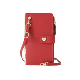 Mobile Phone Bags with Transparent Touch Screen Love Buckle Long Wallet, Women's Multifunctional Crossbody Shoulder Bag