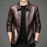 Thin Fleece-lined Soft Leather Jacket for Youths