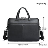Men's Handbag, Horizontal Briefcase, Large Capacity First Layer Animal-hide 17-inch Computer Bag