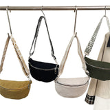 Women’s Corduroy Crossbody Waist Bag, Single-shoulder Style