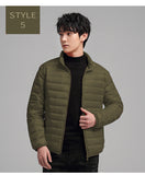 Plus-size Men's Solid Color, Simple Stand-up Collar, Slim-fit Warm Cotton Puffer Jacket