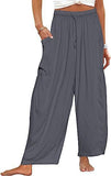 Stretched-waist Pleated High-waisted Wide-leg, Loose Casual, Cotton and Linen Long Pants