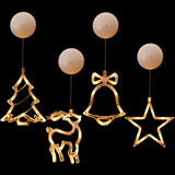 Christmas LED Suction Cup Chandelier Lights – Santa, Elk & Snowman Window Decorations, Battery-powered Holiday Party Lamps