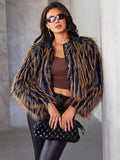 Winter Warm Contrast Color, Women's Fur Jacket