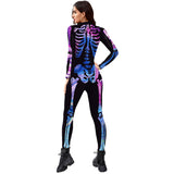 New Halloween, Colorful Human Skeleton Print, Jumpsuit