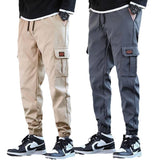 Men's Loose All-match Multi-pocket Wear-resistant Solid Color Ankle Banded Working Pants
