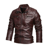 Men’s Retro American-style Lapel Leather Jacket - Plus Size
