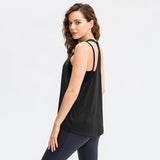 Women's Yoga Workout Blouse, Loose Running Top Quick-dry Vest