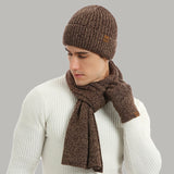 Thermal Knitting Cap, Scarf and Gloves, Three-piece Set