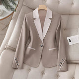 Women’s Contrasting Button Formal Blazer – Elegant Professional Office Jacket