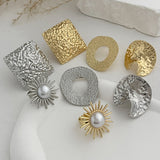 Twin Style Alloy Pleated Square Ring