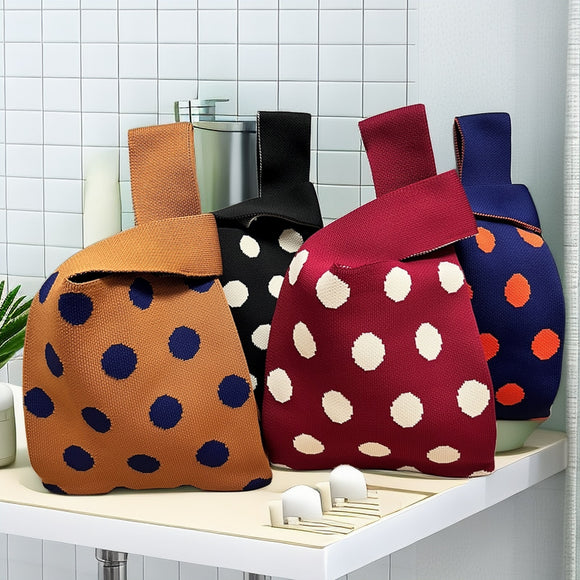Women's Contrast Color, Polka Dot Handbag
