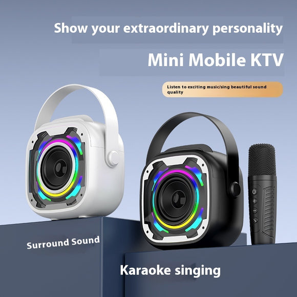 Portable Wireless Bluetooth Speaker with Microphone, Integrated Karaoke Equipment