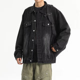Yellow Ochre Vintage Washed Multi-pocket Denim Jacket for Men