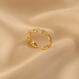 Women's Simple Vachette Clasp Fashion Adjustable Chain Hollow Opening Ring
