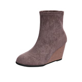 Fashion Thick-soled Boots, Winter Suede Height-increasing Warm Solid Ankle Wedges