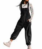 Women’s Cargo Bib Overalls – Tapered Fit Suspender Jumpsuit Casual Workwear