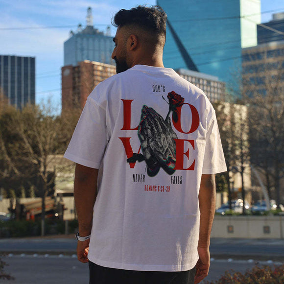 God's Love Never Fails Print, Men's T-shirt