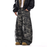 American-style Vintage Camouflage Machete-cut Jeans for Men