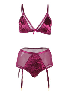 European and American, Plus Size Underwear, Three-point Bra Garter Set