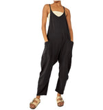 Women’s Cargo Suspender Jumpsuit – Zipper Pocket Casual Utility Overalls