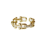 Women's Simple Vachette Clasp Fashion Adjustable Chain Hollow Opening Ring