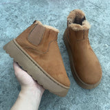 Fashion Flat Thick-soled Cotton Shoes, Round Toe Warm Plush Ankle, Winter Snow Boots for Women