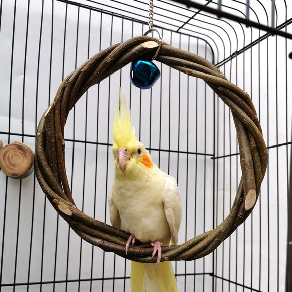 Bird Standing Frame Rattan Ring, Chewing Toy in Bird Cage