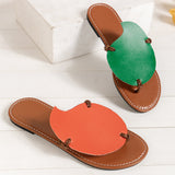 Casual Color-matching Clip-toe Sandals, Summer Outdoor Personalized Flat Slippers, Women's Flip Flops