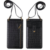 Multi-function Crossbody Bags for Mobile Phone Croc Pattern Wallet Card Holder