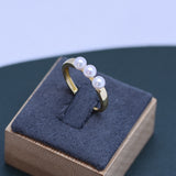 Fresh Water 4-45mm White Perfect Circle Strong Light Almost Flawless Pearl Ring
