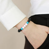 Acrylic Black Agate Beaded Bracelet for Men & Women – Friendship Style