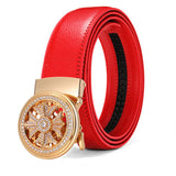 Men's Rotating Automatic Buckle Belt, 3.5 cm Wide Crystal Diamond Design