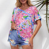 Shiying Printed Drop-shoulder Sleeve Top, Summer Fashion T-shirt for Women