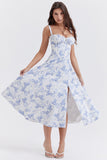 Fashion Suspender Gown for Women, Commuter Temperament, Solid Color, French, High-split Sexy Summer Dresses