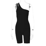 Solid Color One-shoulder, Slim Fit, Hip Raise, Sports Yoga Jumpsuit