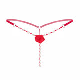Women's Underwear, Pearl Massage Flower Decor, G-string Thongs, Low-waist Transparent Panties
