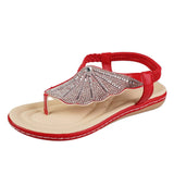 New Rhinestone Shell Flip-Flops Sandals, Summer Beach Shoes for Women, Fashion Casual Low Heel Flat Slides Slippers